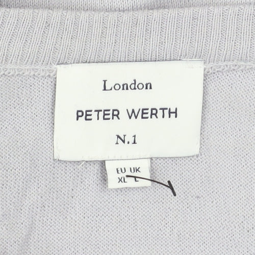 Peter Werth Men Grey XL Wool Blend Crew Neck Jumper