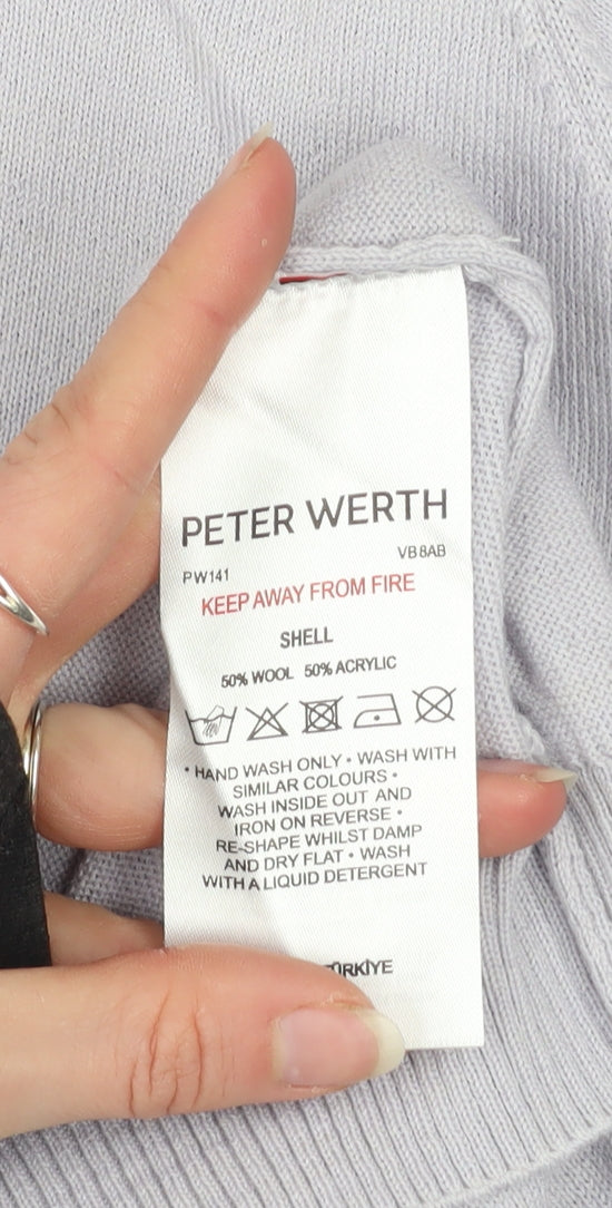 Peter Werth Men Grey XL Wool Blend Crew Neck Jumper