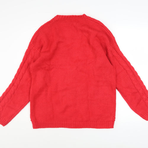 Woods & Gray Women’s Red Cable Knit Cardigan Small V-Neck Long Sleeve