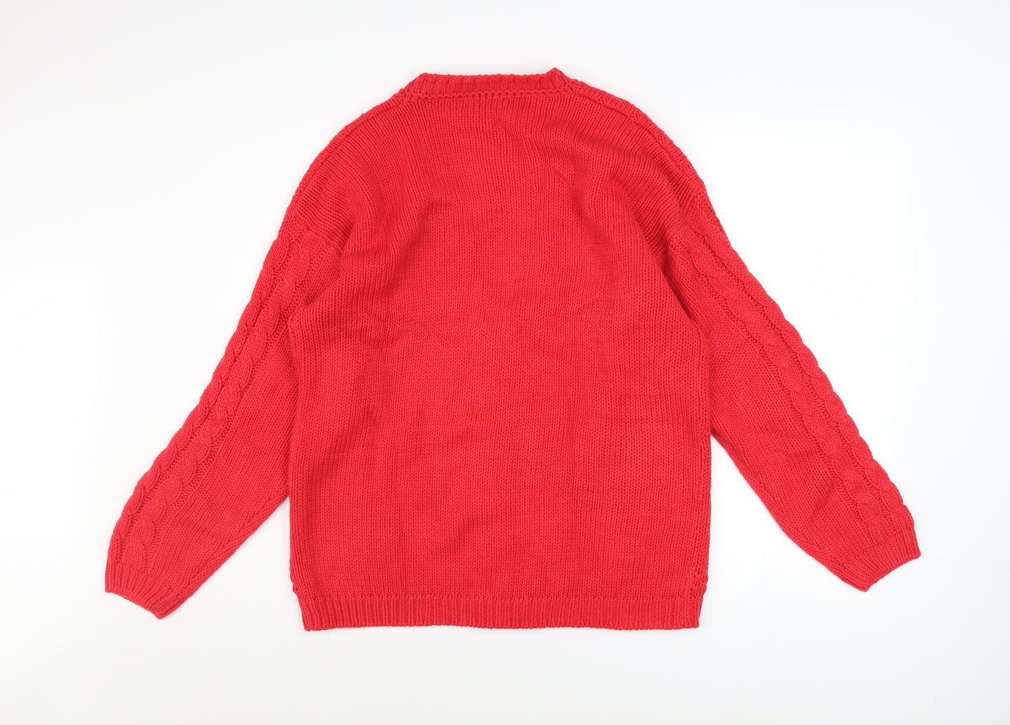 Woods & Gray Women’s Red Cable Knit Cardigan Small V-Neck Long Sleeve