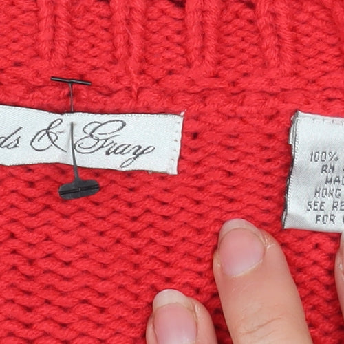 Woods & Gray Women’s Red Cable Knit Cardigan Small V-Neck Long Sleeve
