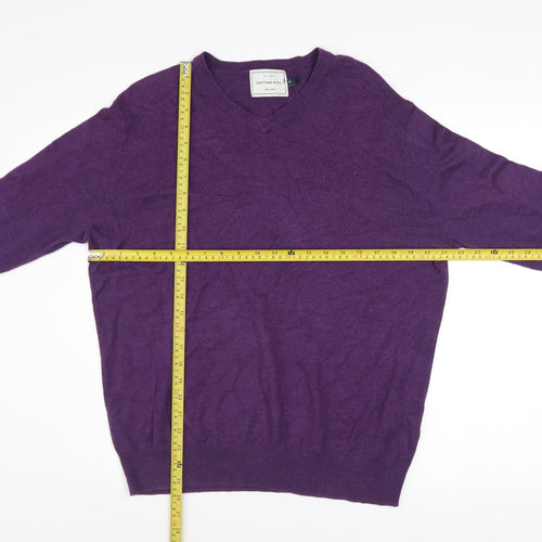 John Lewis Men's Purple Cotton Acrylic V-Neck Jumper M