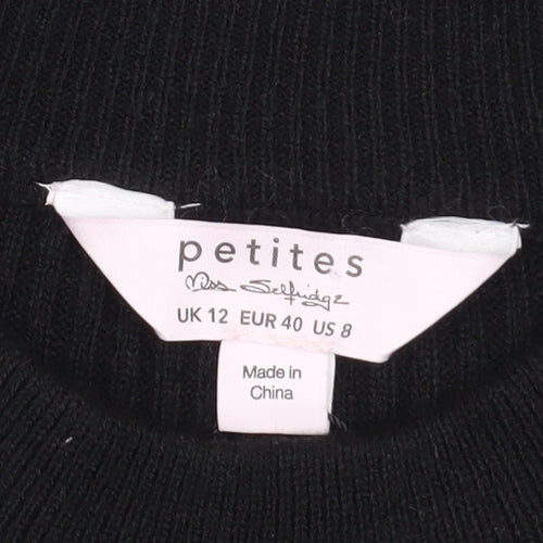 Miss Selfridge Petites Black Bodycon Ruffle Knit Dress Size 12