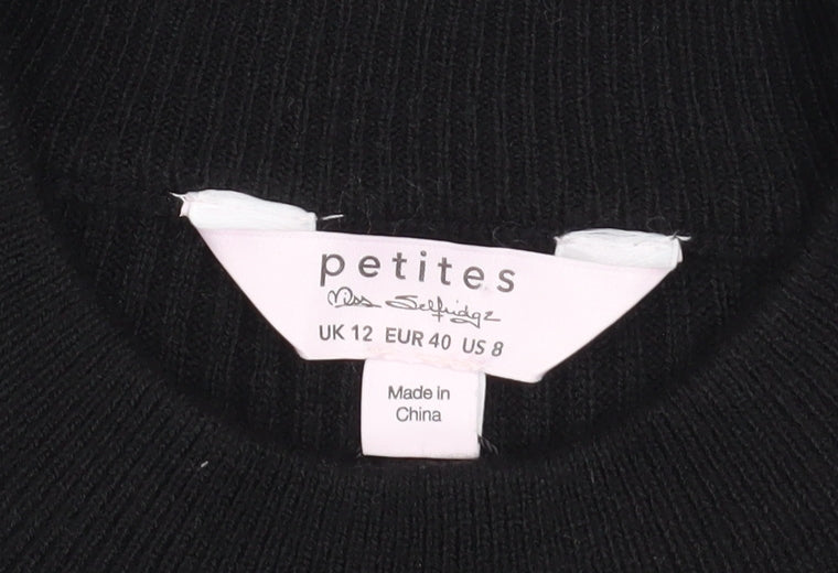 Miss Selfridge Petites Black Bodycon Ruffle Knit Dress Size 12