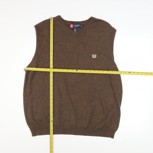 Chaps Mens Brown Cotton V-Neck Sleeveless Vest XL Classic Fit