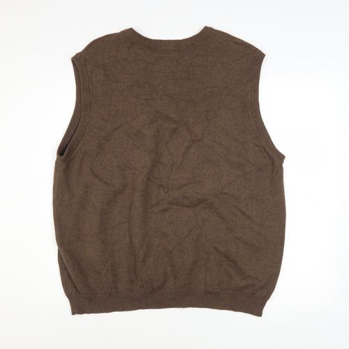 Chaps Mens Brown Cotton V-Neck Sleeveless Vest XL Classic Fit