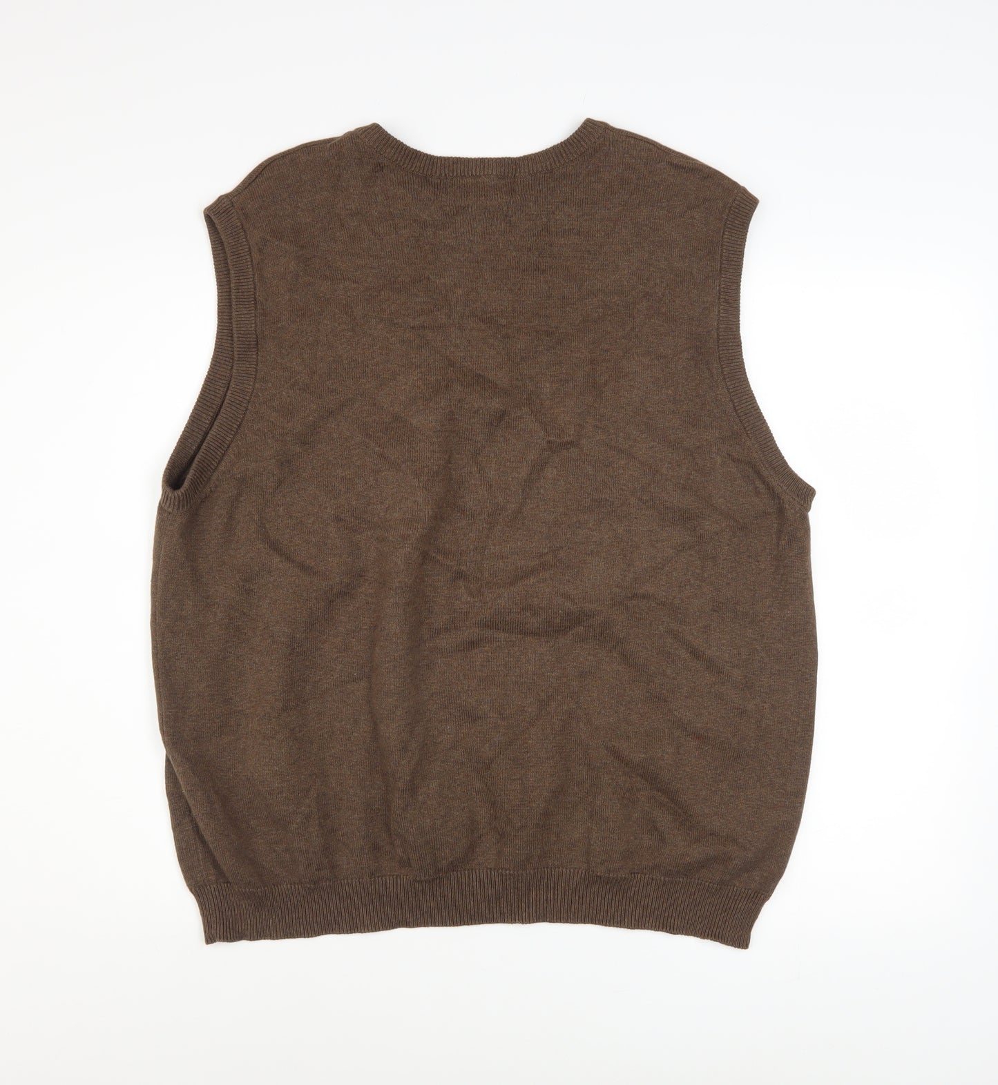 Chaps Mens Brown Cotton V-Neck Sleeveless Vest XL Classic Fit