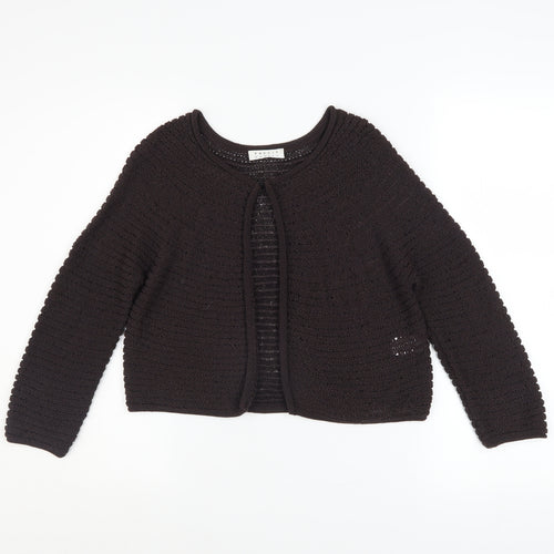 Precis Petite Women's Brown Open Knit Cardigan Size S Petite