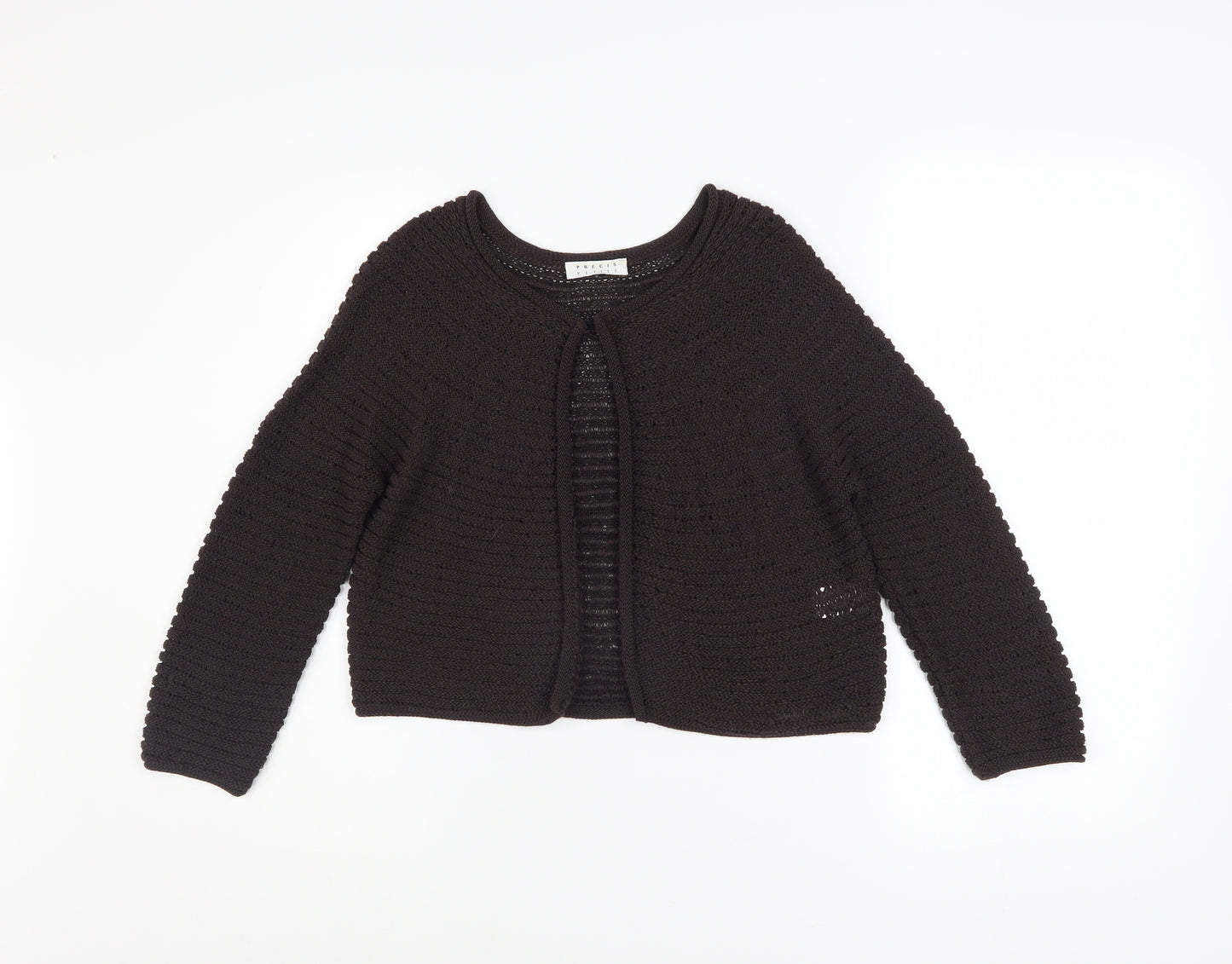 Precis Petite Women's Brown Open Knit Cardigan Size S Petite