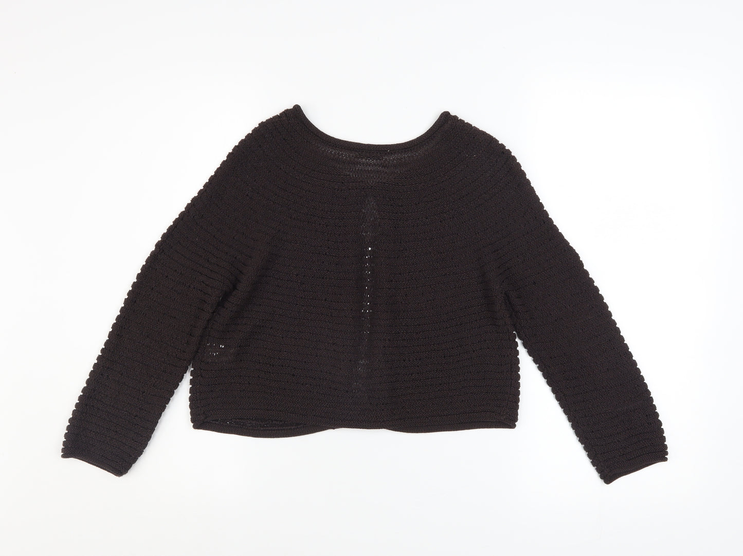Precis Petite Women's Brown Open Knit Cardigan Size S Petite