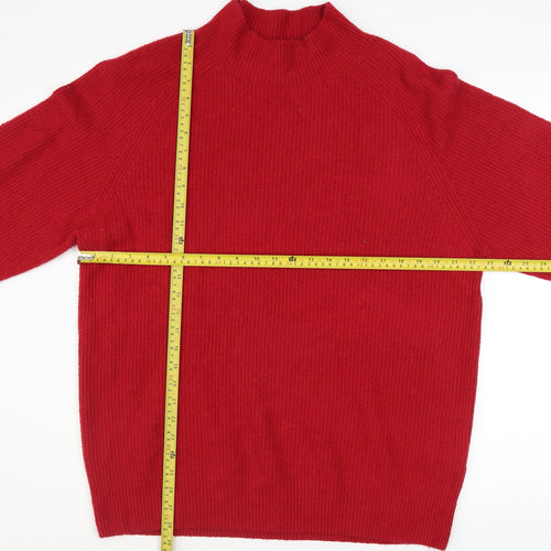 Uniqlo Men’s Red Wool Mock Neck Pullover Jumper XL