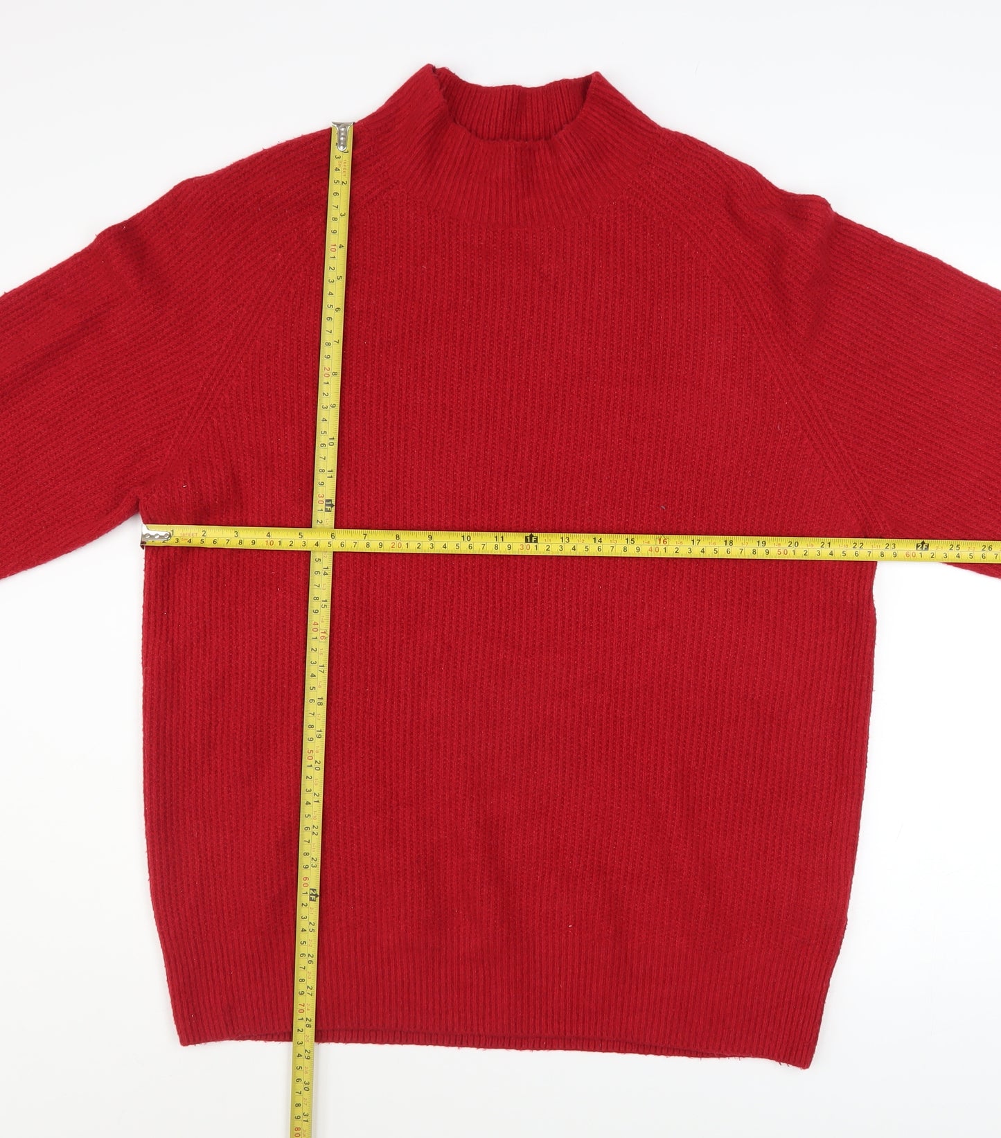 Uniqlo Men’s Red Wool Mock Neck Pullover Jumper XL