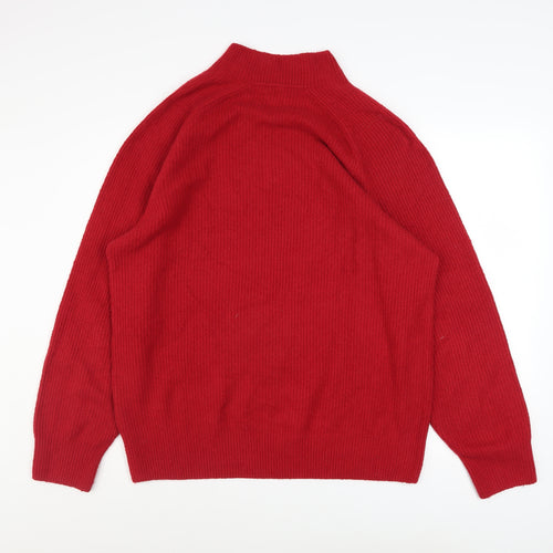 Uniqlo Men’s Red Wool Mock Neck Pullover Jumper XL