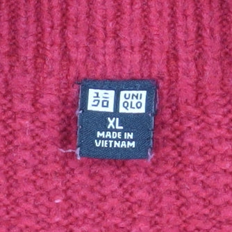 Uniqlo Men’s Red Wool Mock Neck Pullover Jumper XL