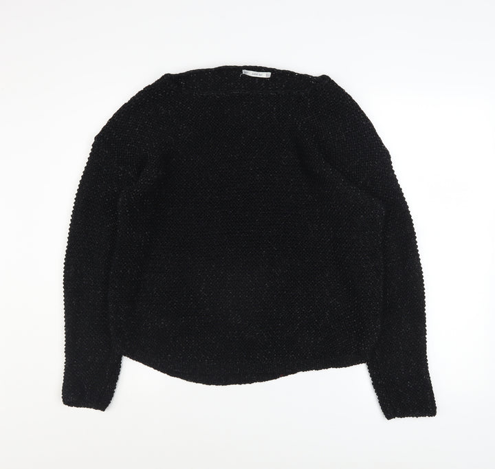 Zara Women Black Knit Pullover Jumper Size L Long Sleeve