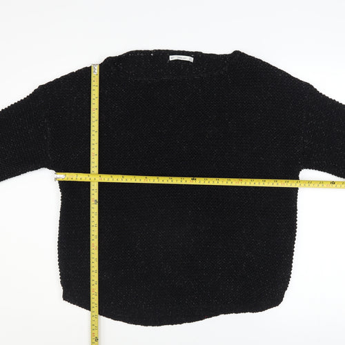Zara Women Black Knit Pullover Jumper Size L Long Sleeve