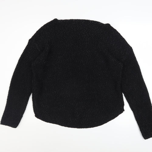 Zara Women Black Knit Pullover Jumper Size L Long Sleeve