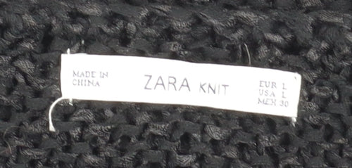 Zara Women Black Knit Pullover Jumper Size L Long Sleeve