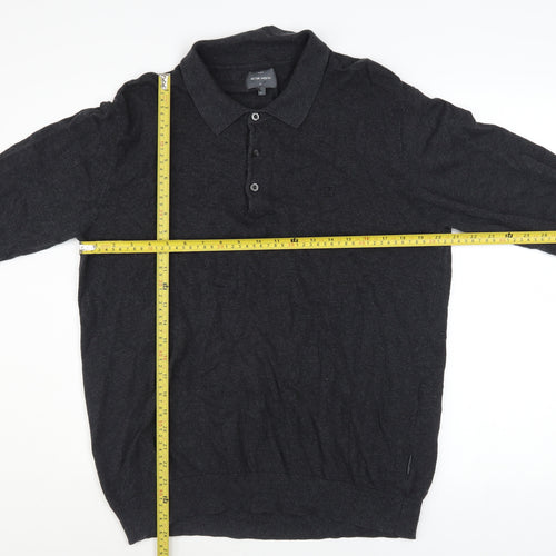 Peter Werth Men's Black Cotton Long Sleeve Button-Up Polo Shirt Size L
