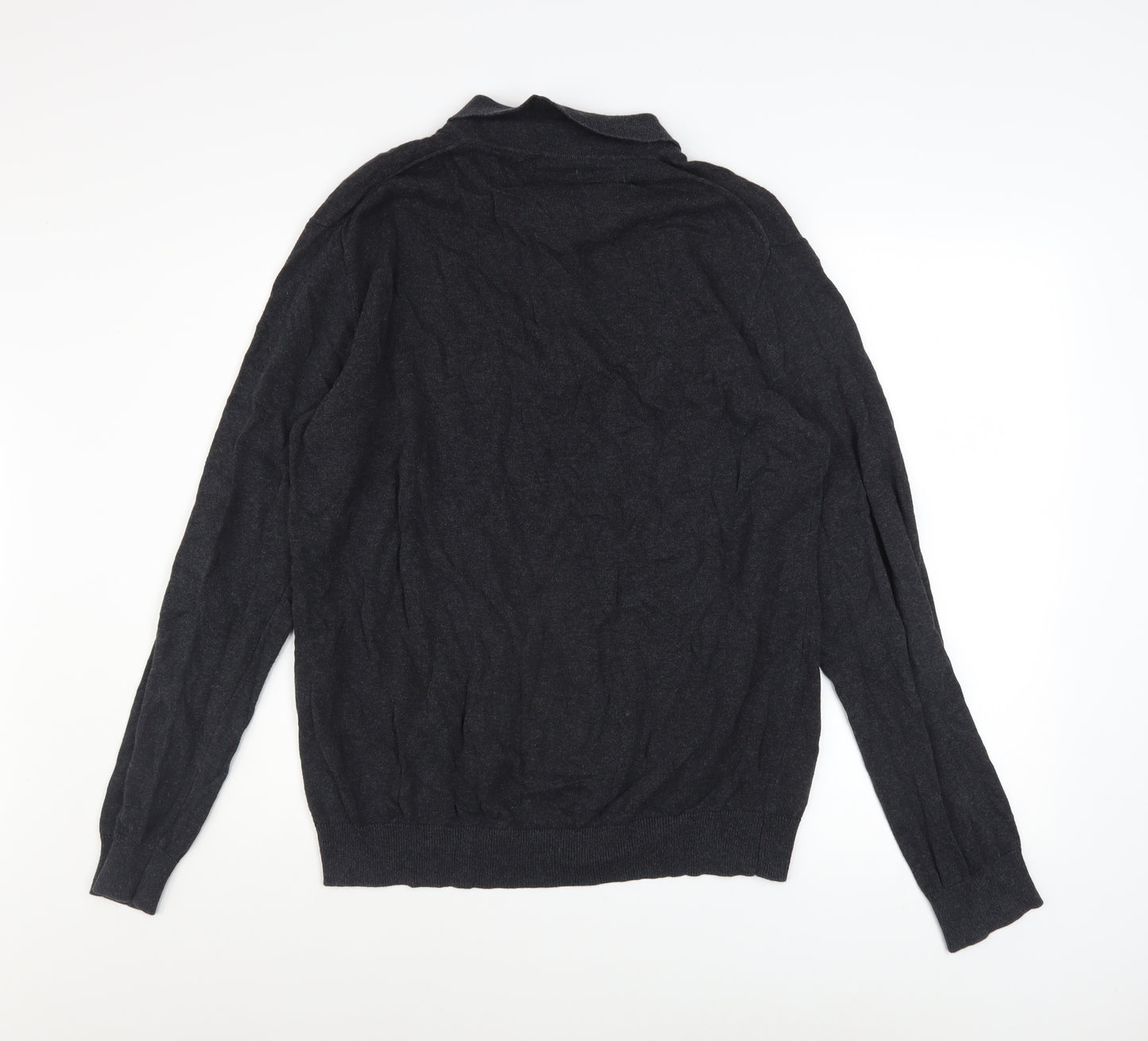 Peter Werth Men's Black Cotton Long Sleeve Button-Up Polo Shirt Size L