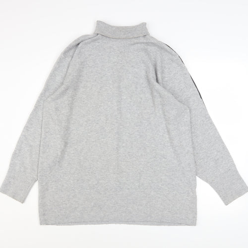 French Connection Men Grey High Neck Wool Blend Pullover Jumper Size M