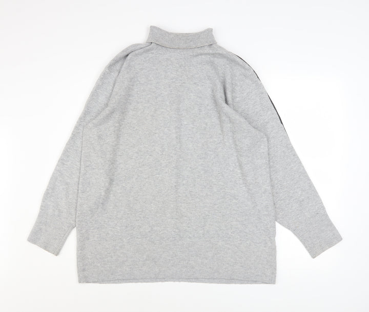 French Connection Men Grey High Neck Wool Blend Pullover Jumper Size M