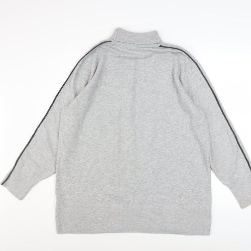 French Connection Men Grey High Neck Wool Blend Pullover Jumper Size M