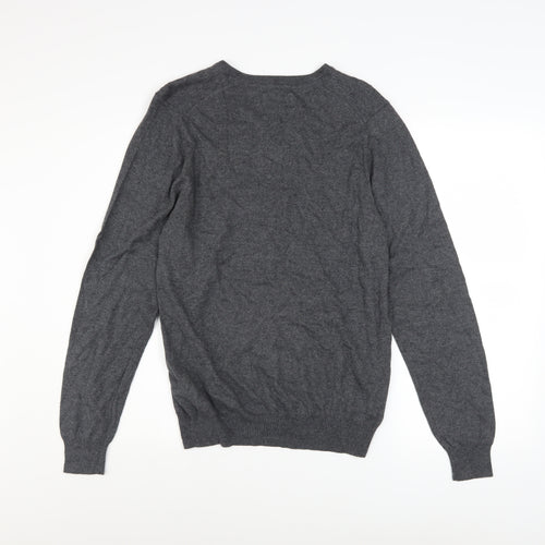Marks and Spencer Men’s Grey V-Neck Cotton Blend Pullover Jumper S