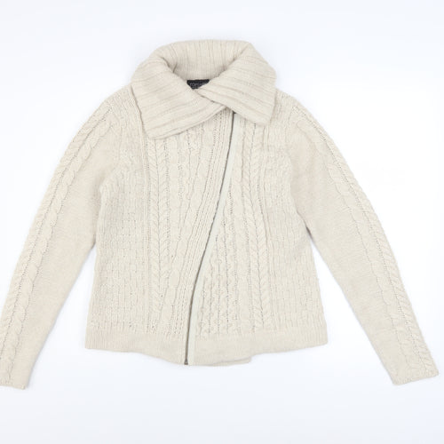 Topshop Women’s Ivory Cable Knit Zip Jacket UK 12