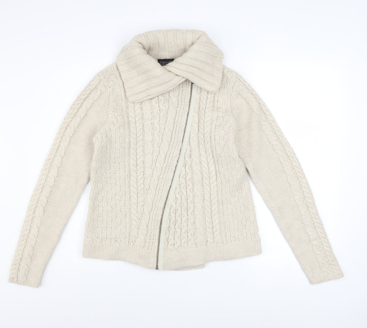 Topshop Women’s Ivory Cable Knit Zip Jacket UK 12