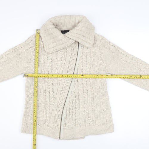Topshop Women’s Ivory Cable Knit Zip Jacket UK 12