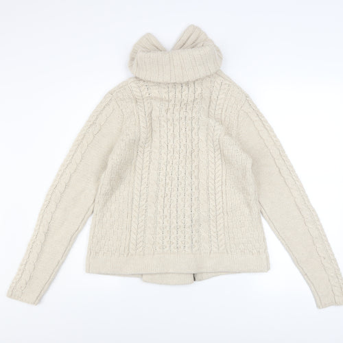 Topshop Women’s Ivory Cable Knit Zip Jacket UK 12