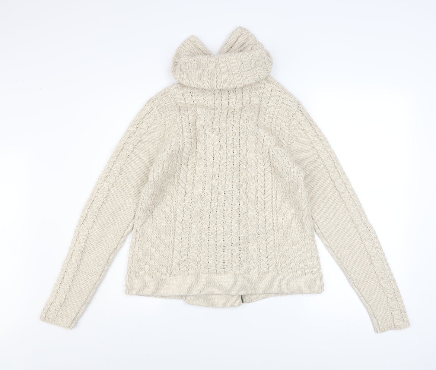 Topshop Women’s Ivory Cable Knit Zip Jacket UK 12