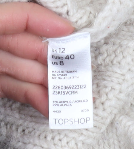 Topshop Women’s Ivory Cable Knit Zip Jacket UK 12