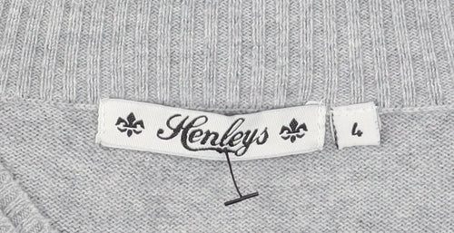 Henleys Men's Grey V-Neck Cotton Blend Pullover Jumper Size L