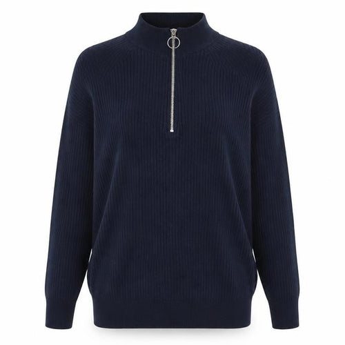 Marks and Spencer Womens Blue Knit 1/2 Zip High Neck Jumper Size M