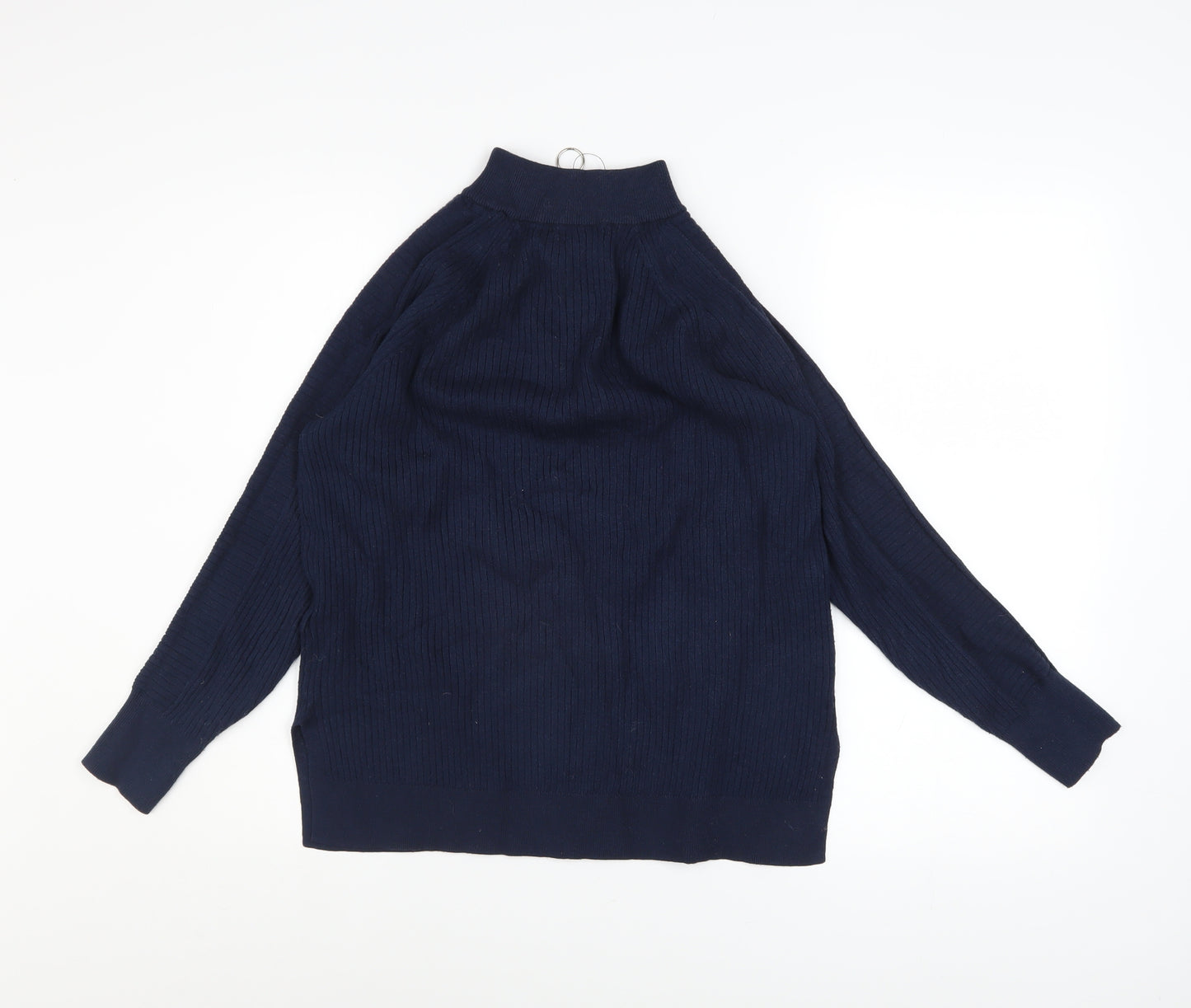 Marks and Spencer Womens Blue Knit 1/2 Zip High Neck Jumper Size M