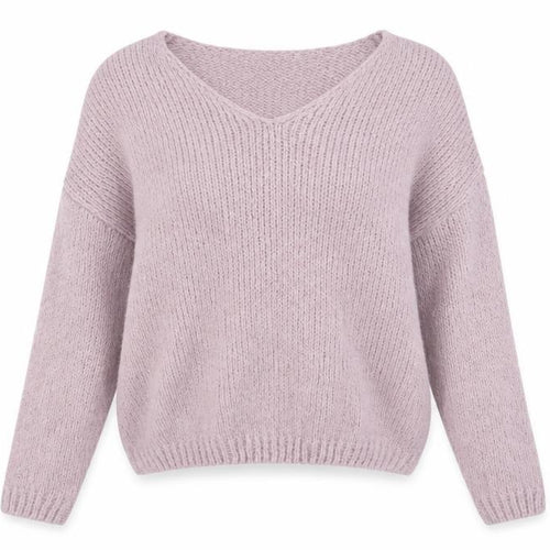 Teddy Smith Women’s Purple Mohair Blend V-Neck Chunky Knit Jumper XS