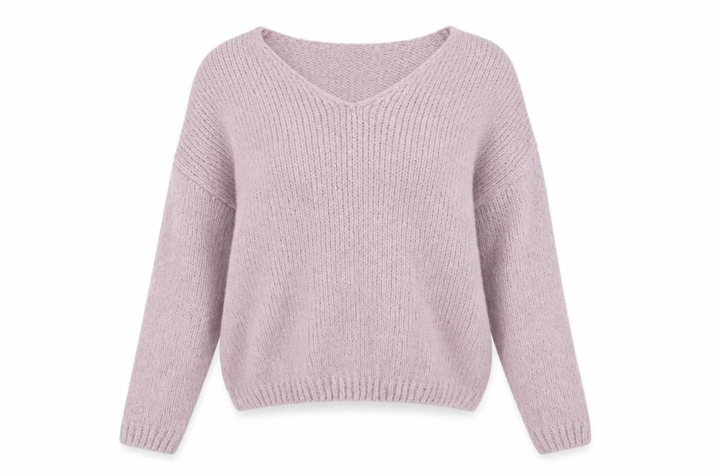 Teddy Smith Women’s Purple Mohair Blend V-Neck Chunky Knit Jumper XS