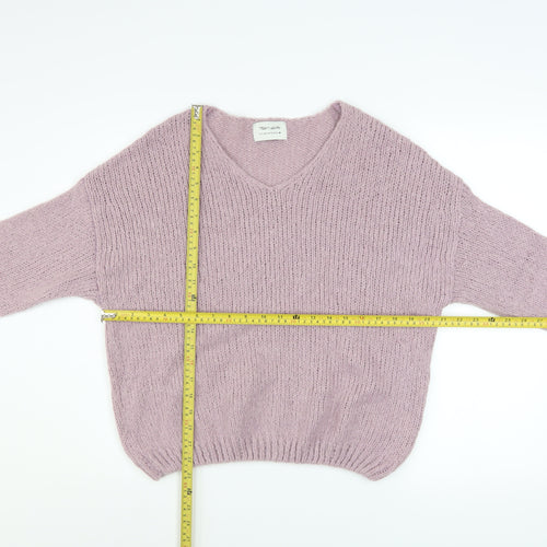 Teddy Smith Women’s Purple Mohair Blend V-Neck Chunky Knit Jumper XS