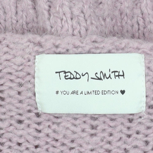 Teddy Smith Women’s Purple Mohair Blend V-Neck Chunky Knit Jumper XS