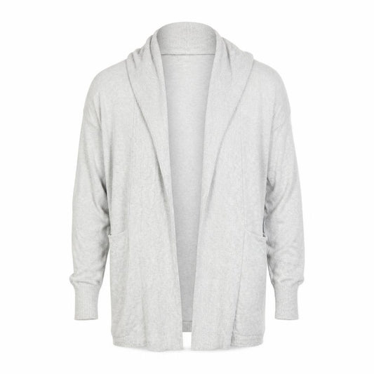 Front view of Topman Men Grey XS Cotton Knit Open Cardigan Jumper