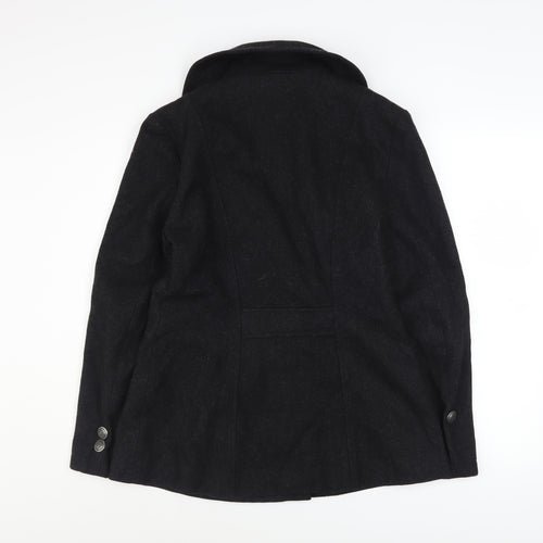 Etam Women’s Black Wool Pea Coat Medium Classic Double Breasted Jacket