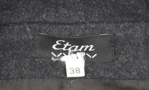 Etam Women’s Black Wool Pea Coat Medium Classic Double Breasted Jacket