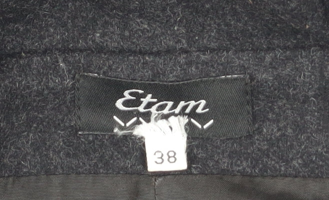 Etam Women’s Black Wool Pea Coat Medium Classic Double Breasted Jacket