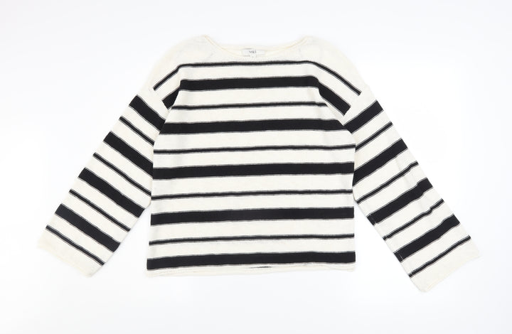 Marks and Spencer Women’s Ivory Black Striped Knit Jumper Medium