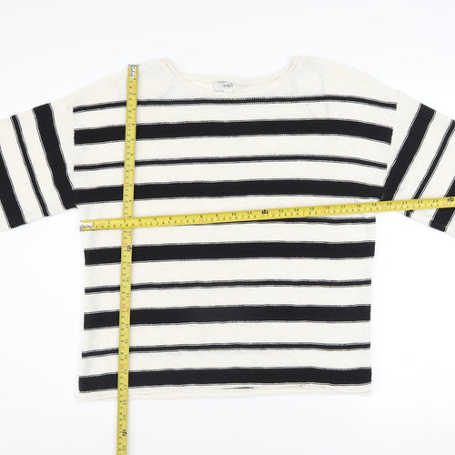 Marks and Spencer Women’s Ivory Black Striped Knit Jumper Medium