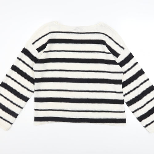 Marks and Spencer Women’s Ivory Black Striped Knit Jumper Medium