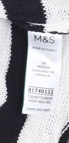 Marks and Spencer Women’s Ivory Black Striped Knit Jumper Medium