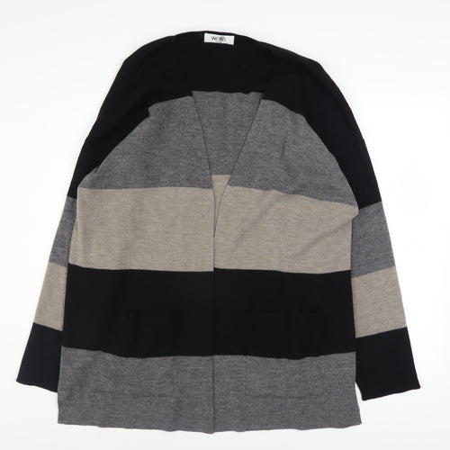 Wallis Women’s Grey Striped Wool Blend Long Sleeve Cardigan S/M